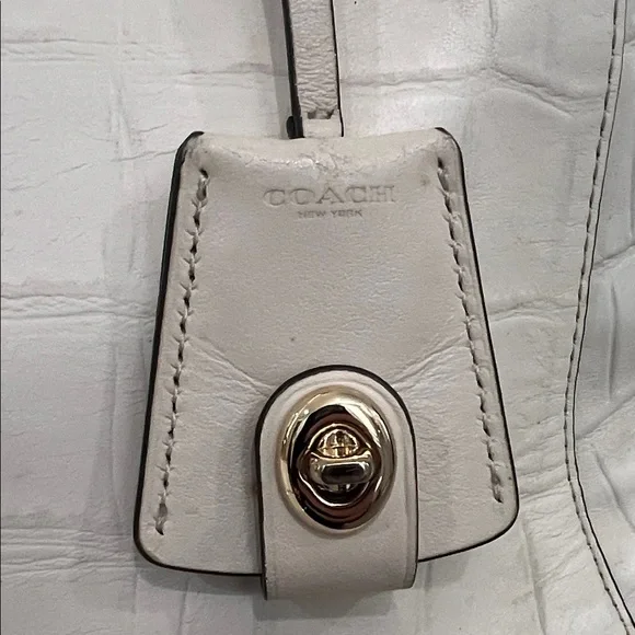 Coach Ivory Croc-Embossed Satchel - Picture 3 of 16